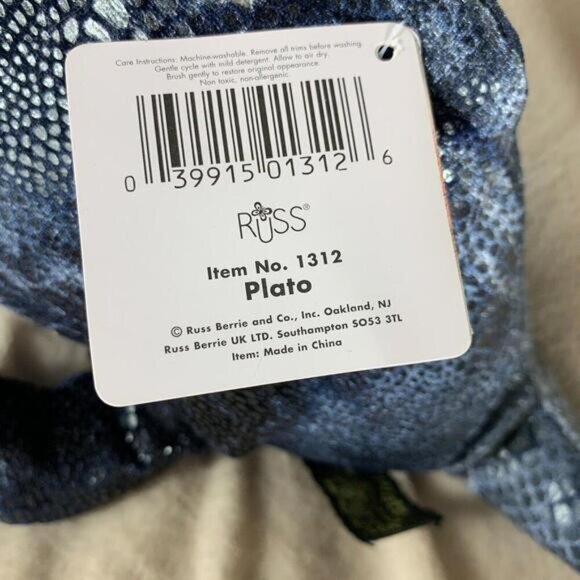 NWT Russ Zonies Plato Earth Zone Brontosaurus Blue Dinosaur Plush Stuffed Toy - Picture 3 of 14